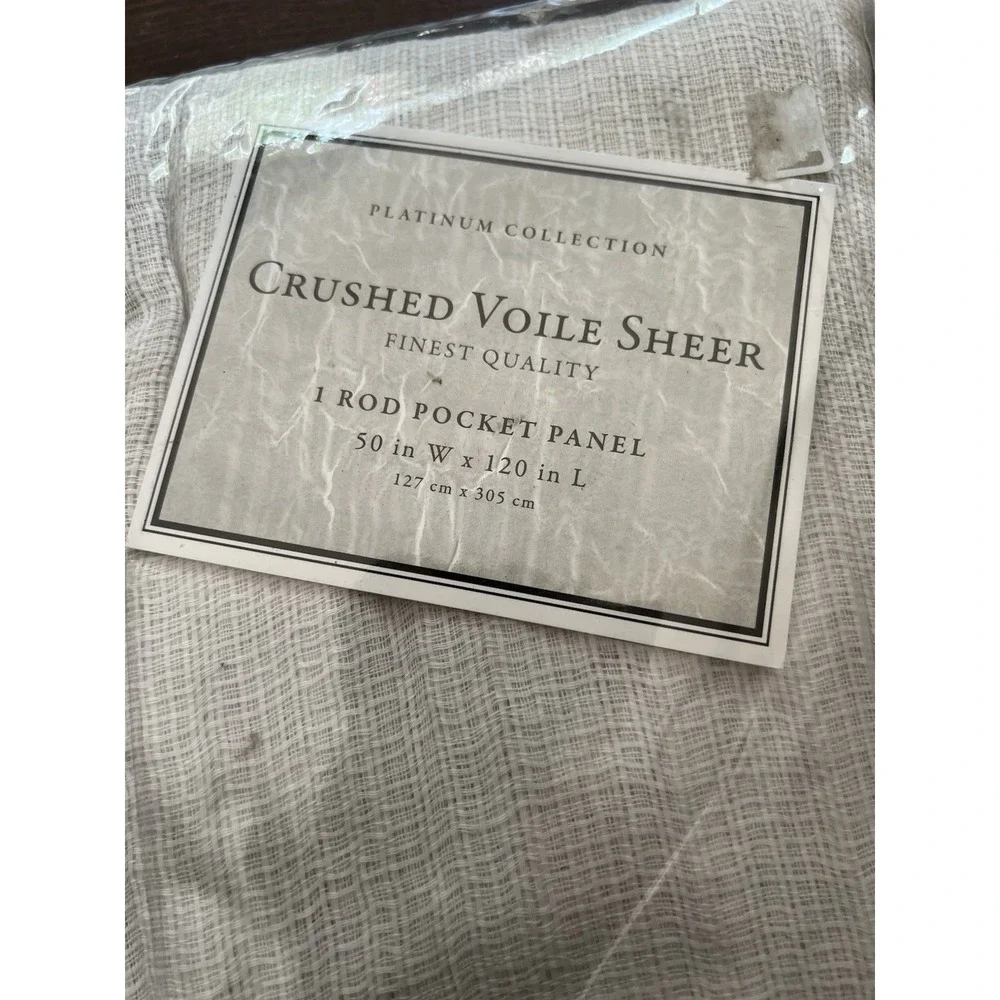 Platinum Collection Crushed Voile Sheer White Curtain Panel 50x120‎ Rod Pocket